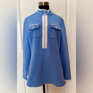 Boston Proper Light Blue Half Zip-Up Top